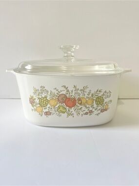 Vintage CorningWare Spice of Life 3L Casserole Dish with Clear Pyrex Lid A-9-C